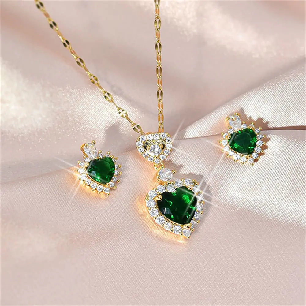 Heart Crystal Jewelry Sets