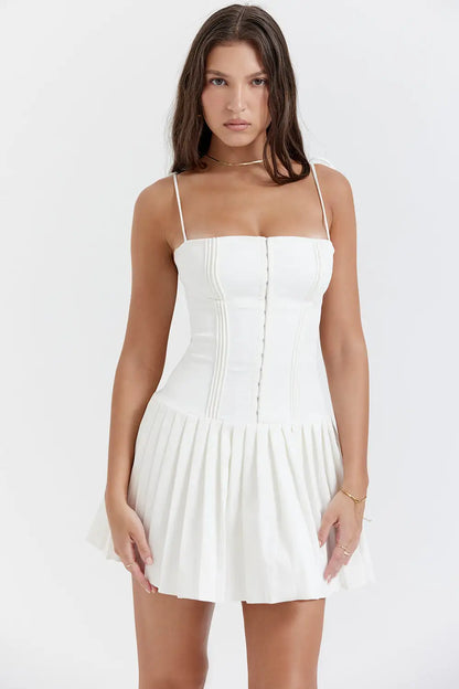 White Pleated Dresses