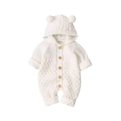 Baby Romper Bear Ear Knit Hooded Jumpsuits