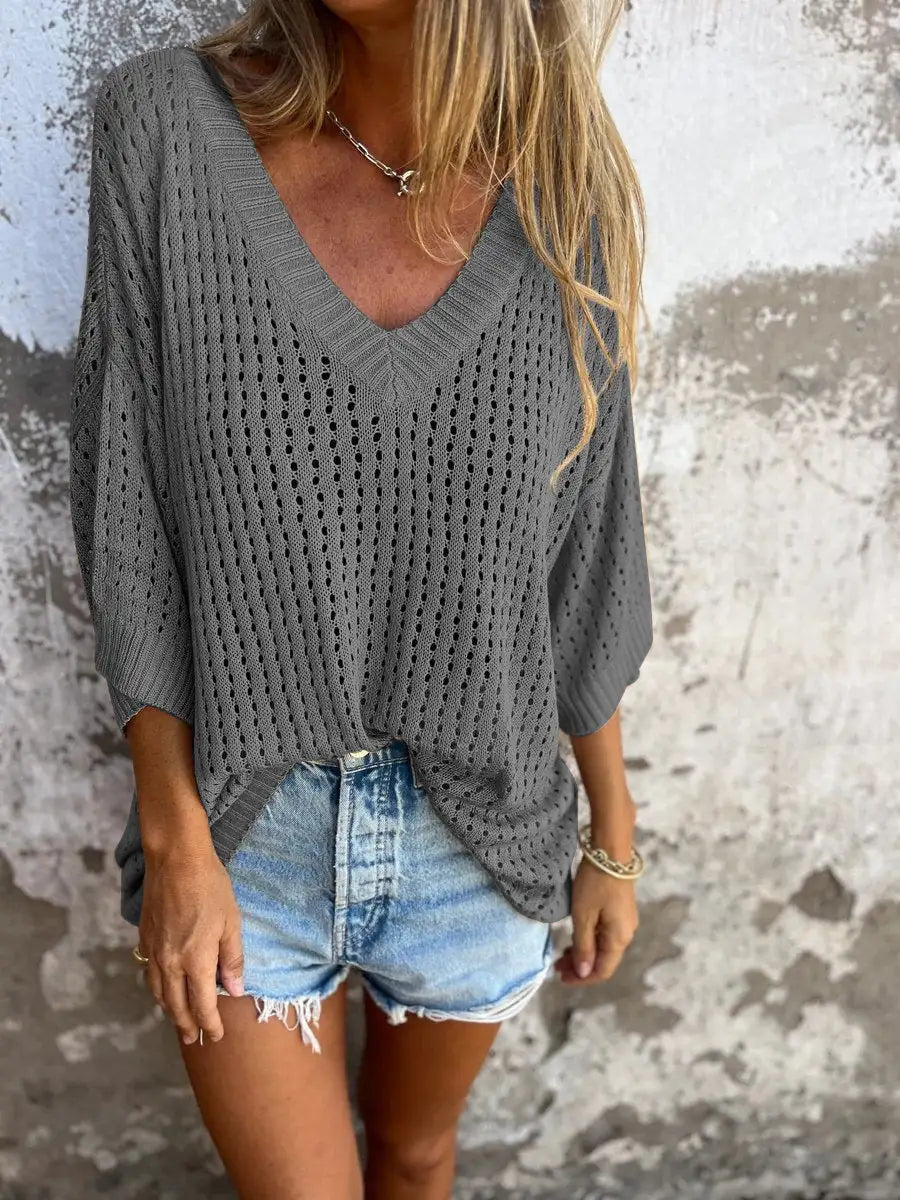 Women Hollow Out Knitted Beach Shirts