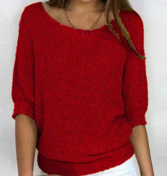 Round neck solid color sweaters