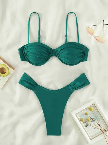 Solid Color Push-Up Micro Bikini Sets