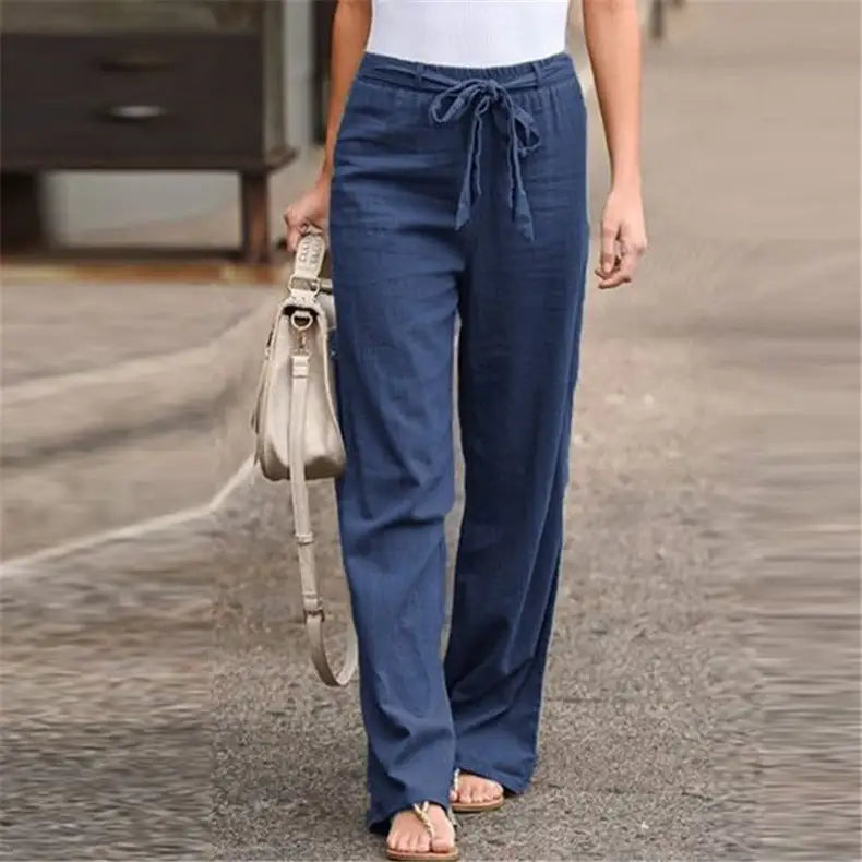 Straight-Leg Pants With Elastic Waistband