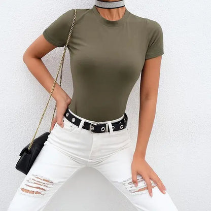 Black White Green Bodysuit Short Sleeve