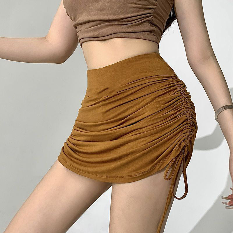 Drawstring Pleated Slim-fit Skirts