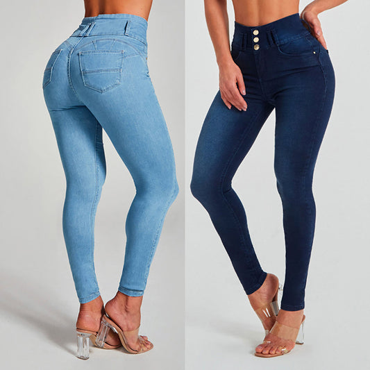 High Waist Tight Stretch Shaping And Hip Lifting Jeans