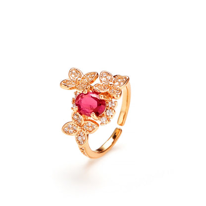 Three-flower Gemstone Ring Design