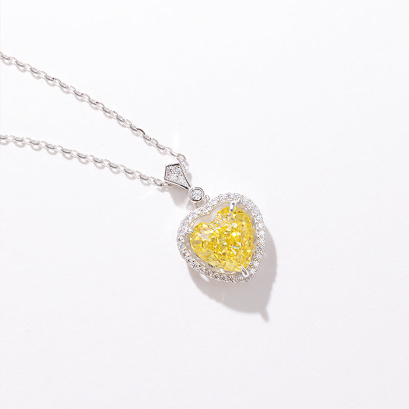 Yellow Diamond Sterling Silver Necklace For Girls