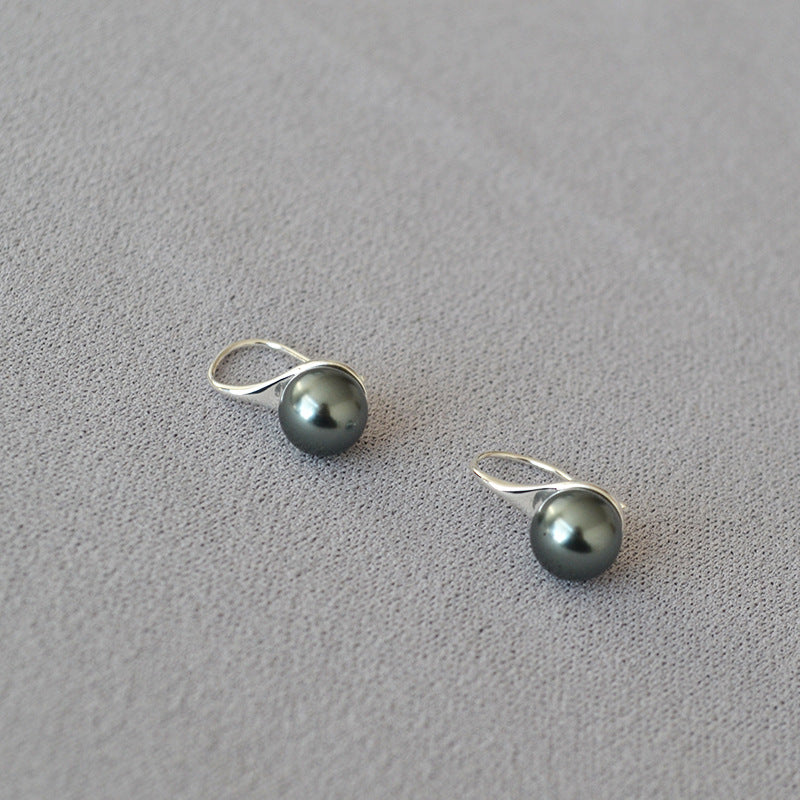 Circle Bright Bulb Pearl Silver Pin Earrings