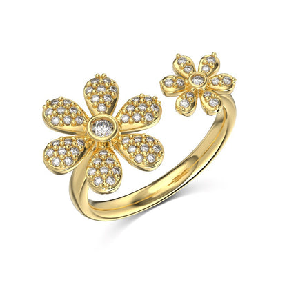 Micro-inlaid Zirconium Flower Open Rings