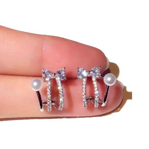 Bow Pearl Stud Earrings