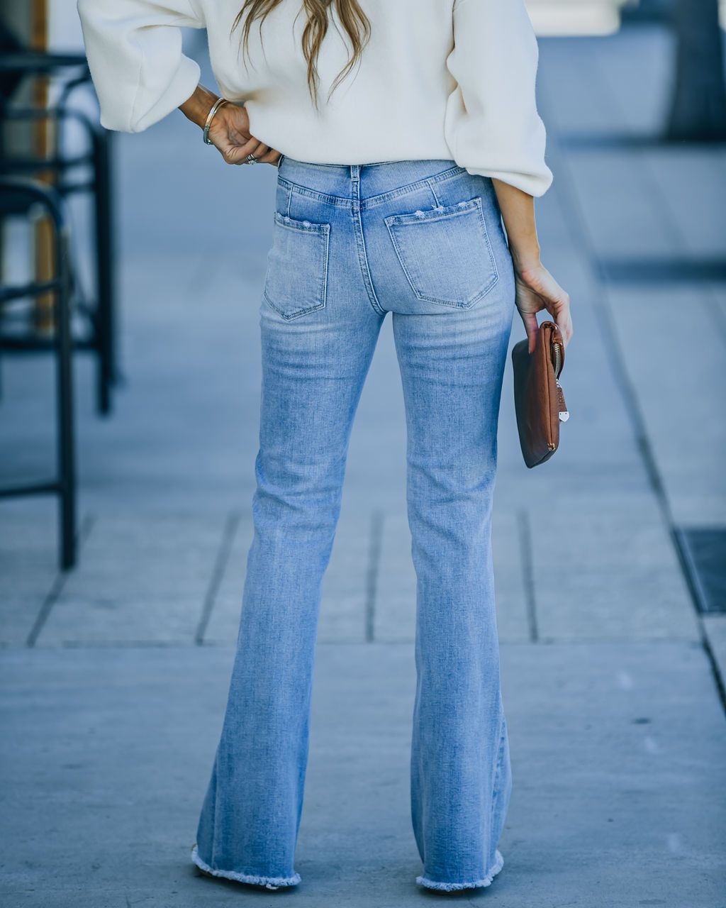 Simple Slim-fit Washed Denim Trousers With Pockets