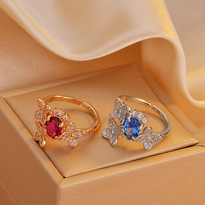 Three-flower Gemstone Ring Design