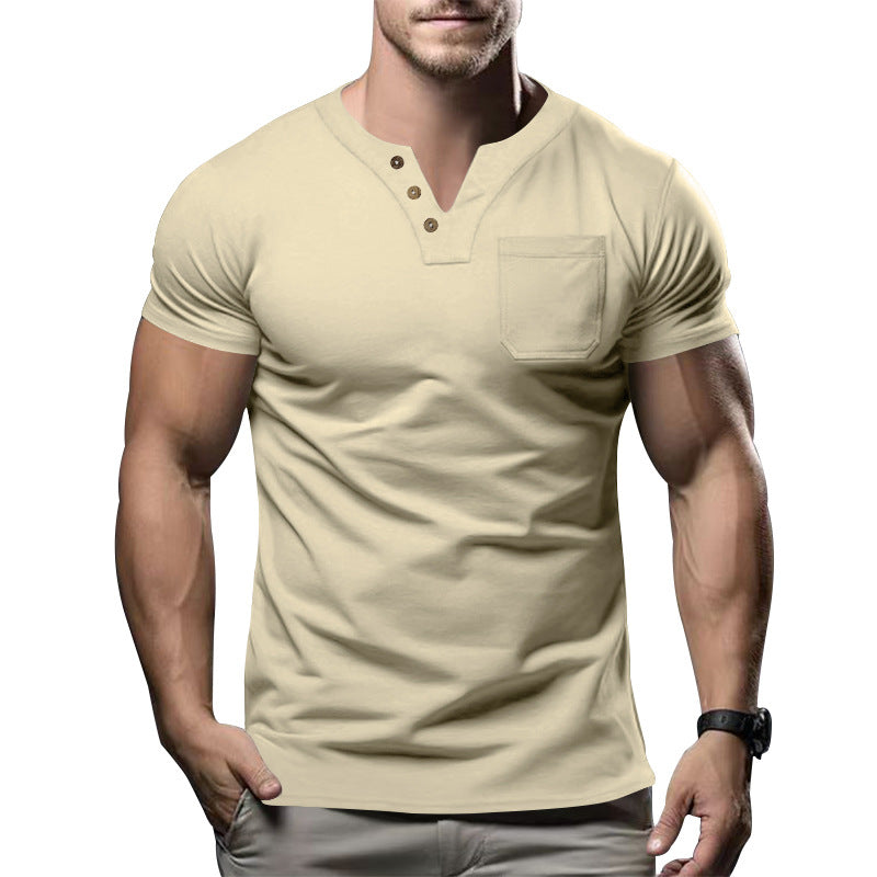 Casual T-shirts V-neck Slim Men's Short Sleeve