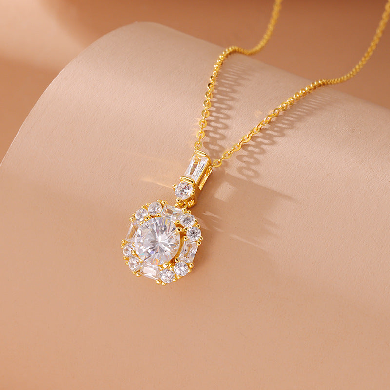 Geometric Round Zircon Necklace