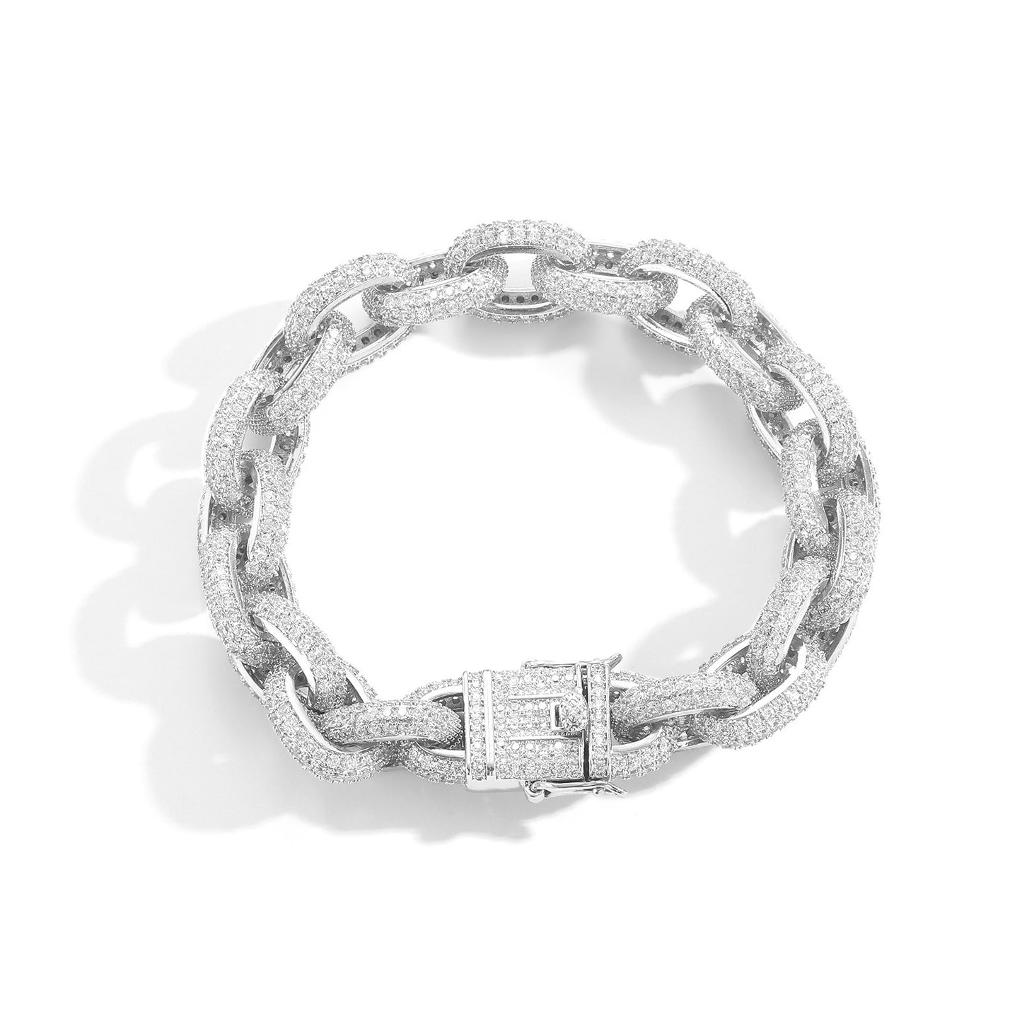 O-shaped Chain 12mm Inlaid Zircon Men's Bracelets