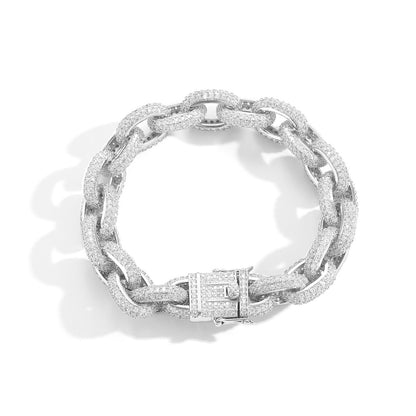 O-shaped Chain 12mm Inlaid Zircon Men's Bracelets