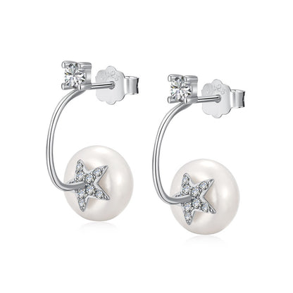 Silver Needle Freshwater Pearl Ear Studs