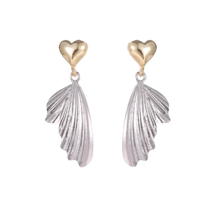 Gold And Silver Contrast Color Love Fishtail Earrings