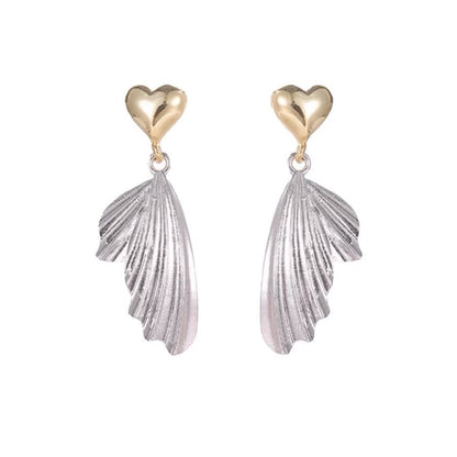 Gold And Silver Contrast Color Love Fishtail Earrings