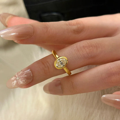 Gold Oval Ring For Women Niche Design