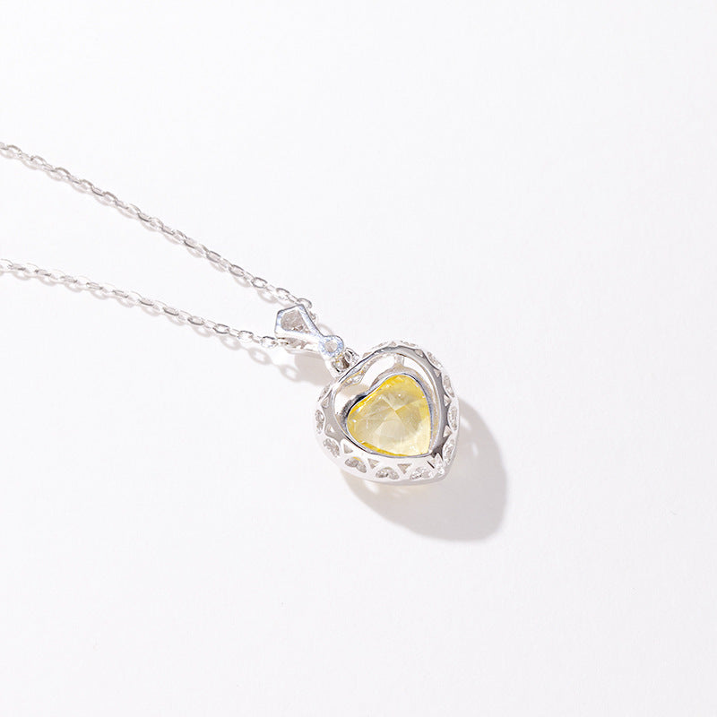 Yellow Diamond Sterling Silver Necklace For Girls