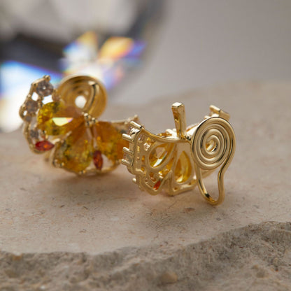 Shimmer Ginkgo Leaf Shimmer Zircon Ear Studs