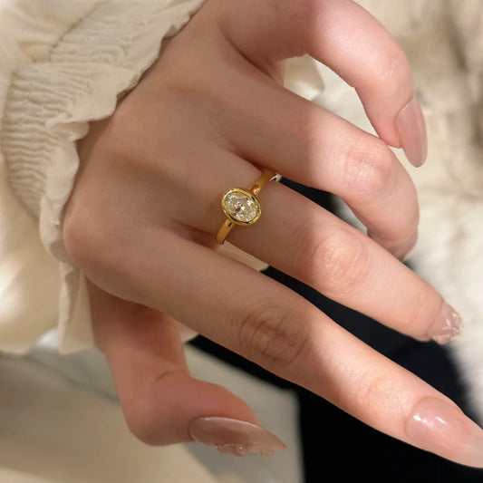 Gold Oval Ring For Women Niche Design