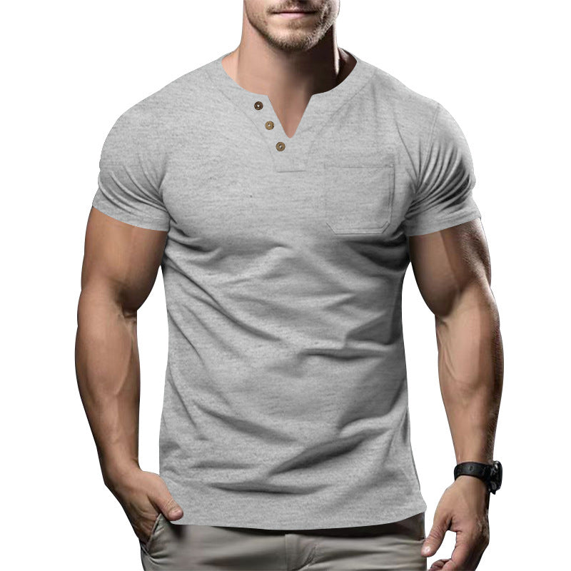 Casual T-shirts V-neck Slim Men's Short Sleeve