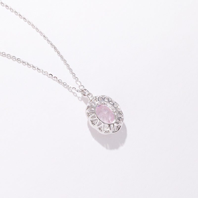 S925 Sterling Silver Ice Flower Zirconium Necklace Cube Sugar Clavicle Chain