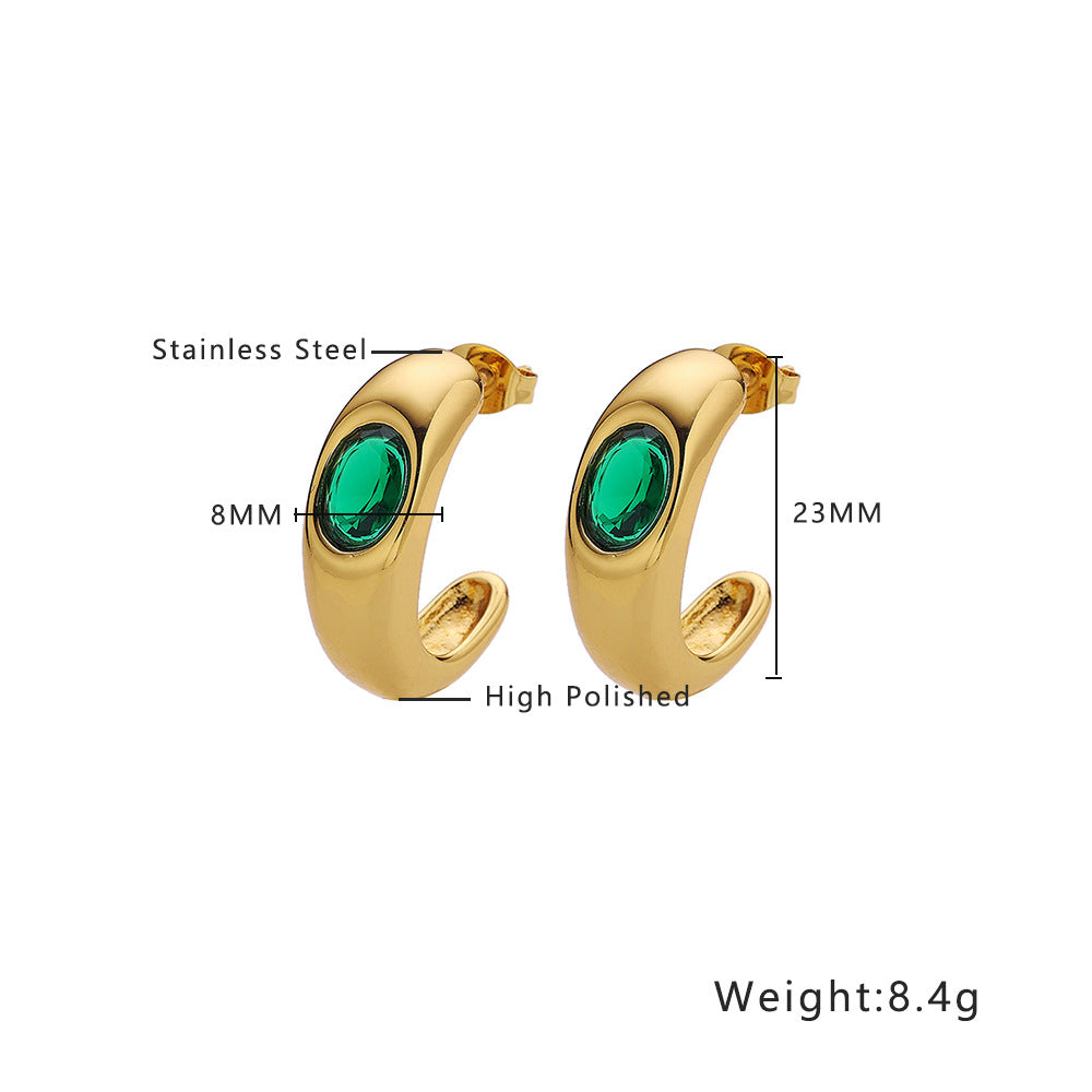 Emerald Zircon Stud Earrings