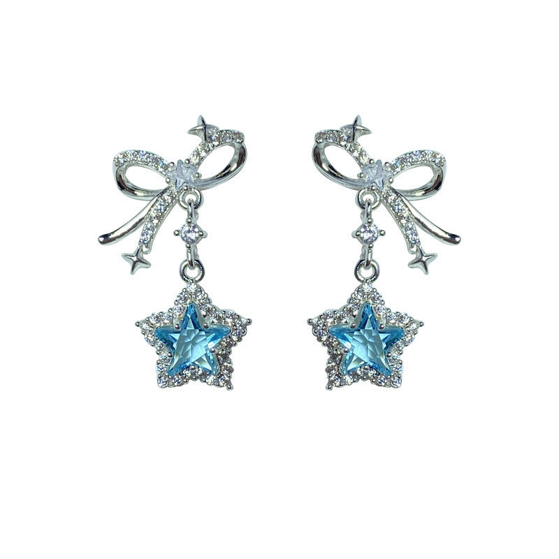 Full Diamond Blue Star Ear Studs