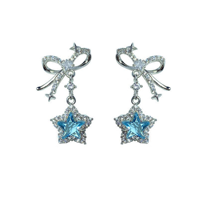 Full Diamond Blue Star Ear Studs