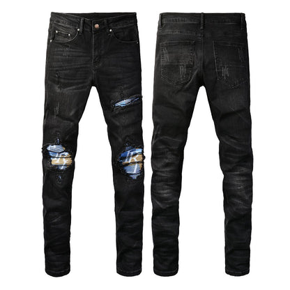 Street Washing Craft Letter Patch Jeans