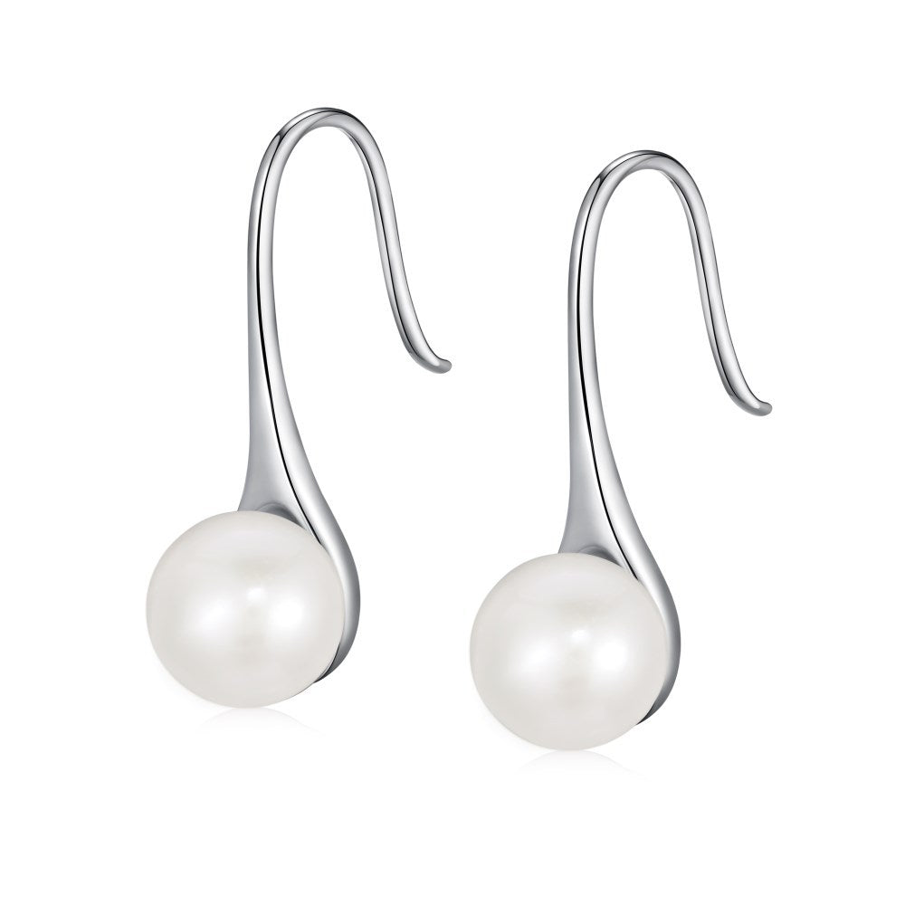 Silver Needle Freshwater Pearl Ear Studs