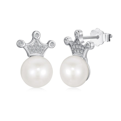 Silver Needle Freshwater Pearl Ear Studs