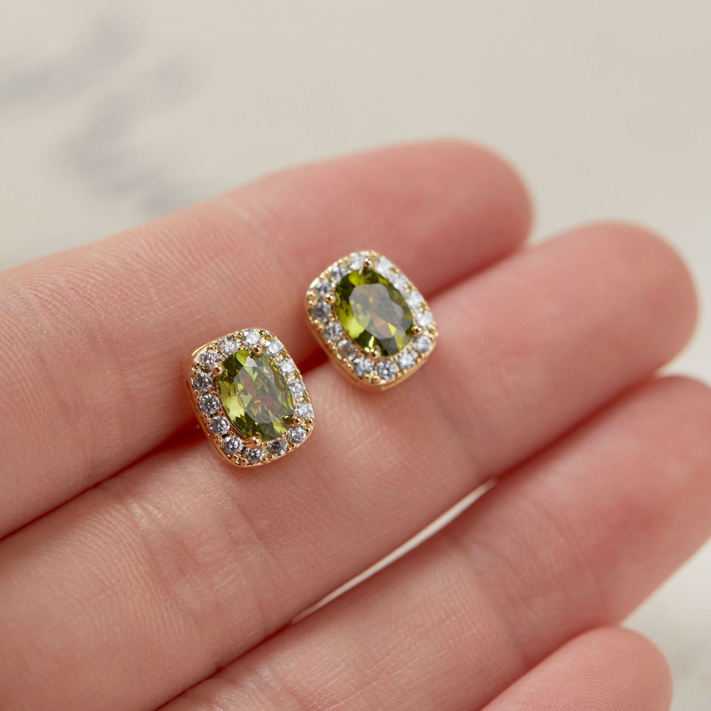 Olive Green Gemstone Earrings