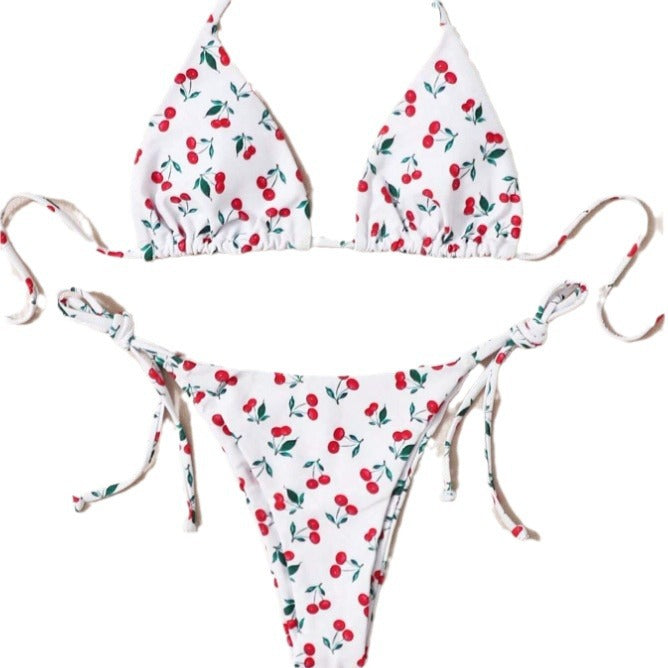 Cherry Split Halter Bikinis