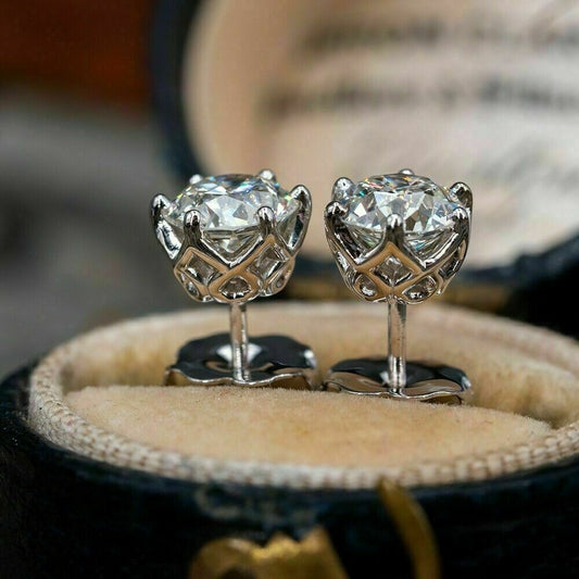 Classic Six-claw Single Zircon Diamond Ear Studs