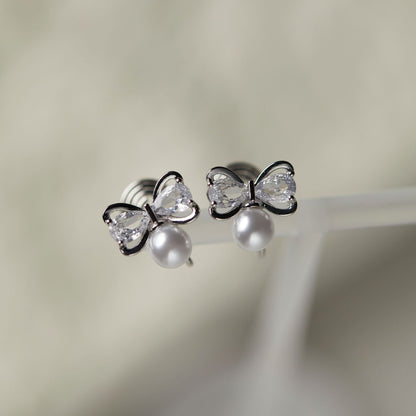 Bowknot Pearl Stud Exquisite Earrings