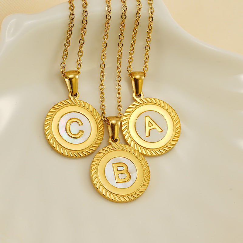 26 Letter Pendant 18K Steel Necklaces