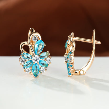 Colorful Zircon Flower Earrings