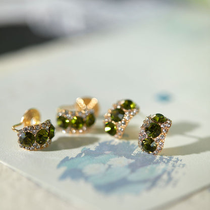 Retro Exquisite Olive Green Zircon Stud Earrings