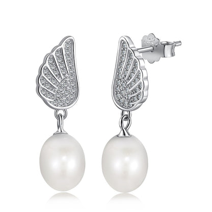 Silver Needle Freshwater Pearl Ear Studs