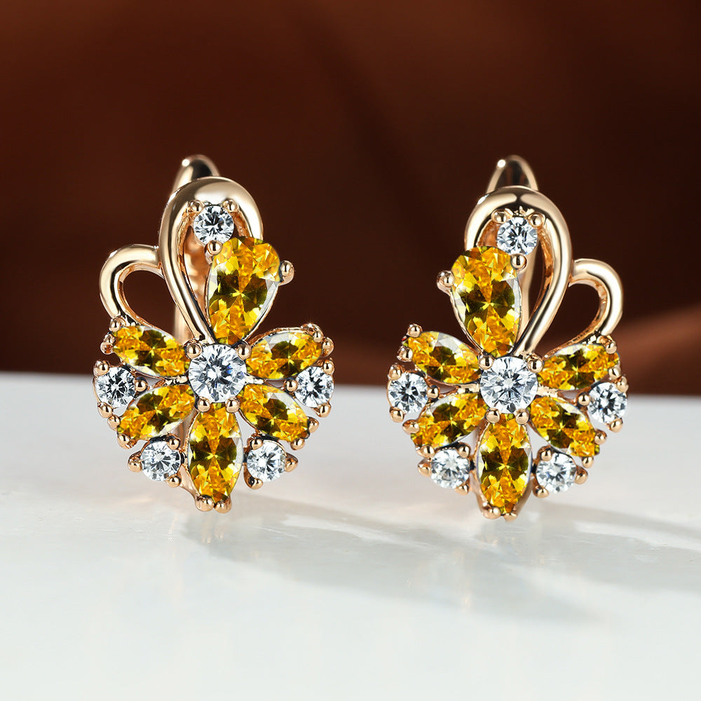 Colorful Zircon Flower Earrings