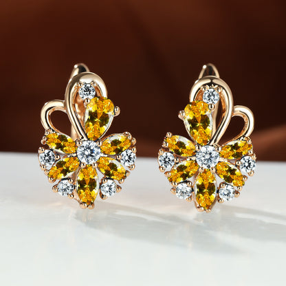 Colorful Zircon Flower Earrings