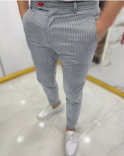 Thin Striped Slim Casual Pants Men