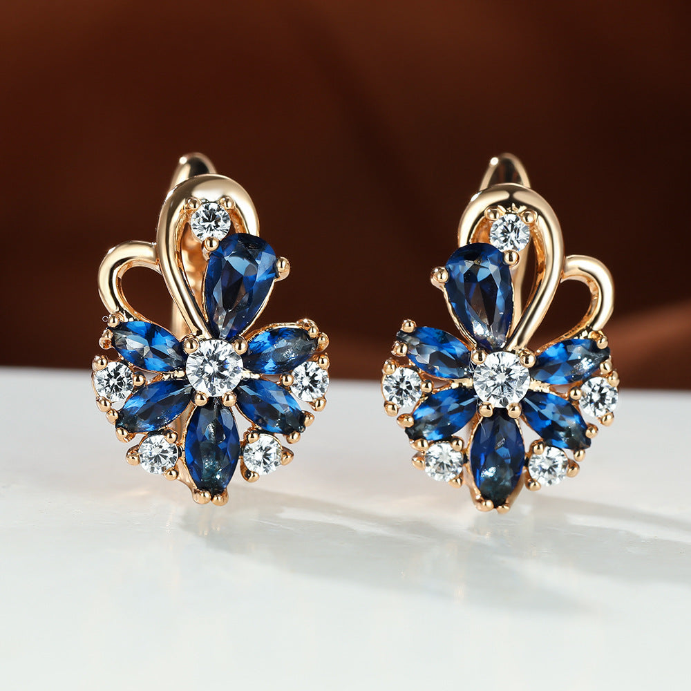 Colorful Zircon Flower Earrings