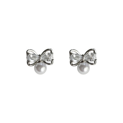 Bowknot Pearl Stud Exquisite Earrings