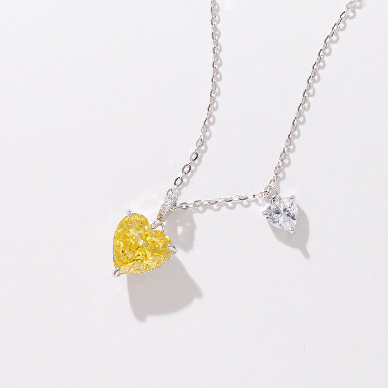 Heart Necklace Cold Wind Simple Personality Yellow Diamond